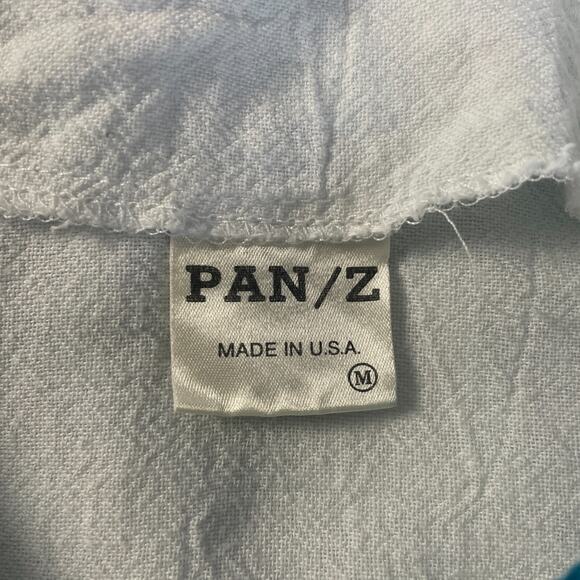 Casual Top Size Medium White Blue Colorblock Contrast Baseball Button Cotton - Picture 10 of 12